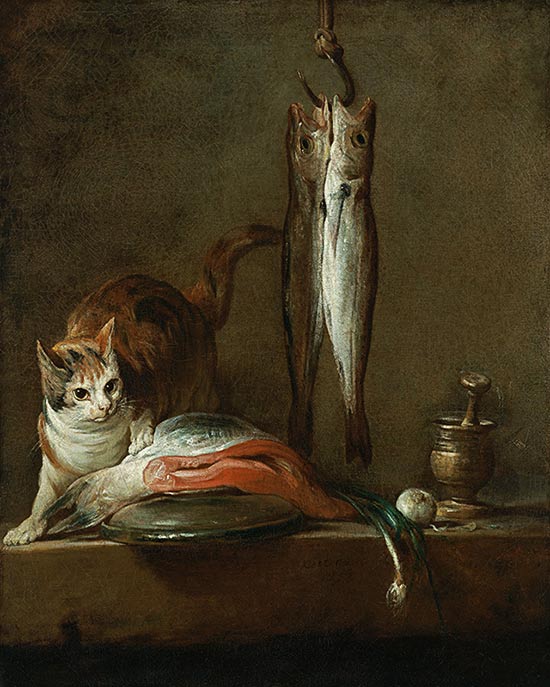 シャルダン「猫と魚の静物」